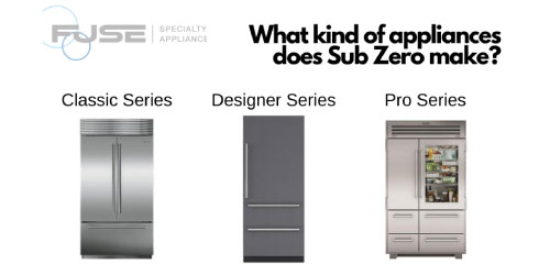 Chart of the types of appliances Sub-Zero makes.